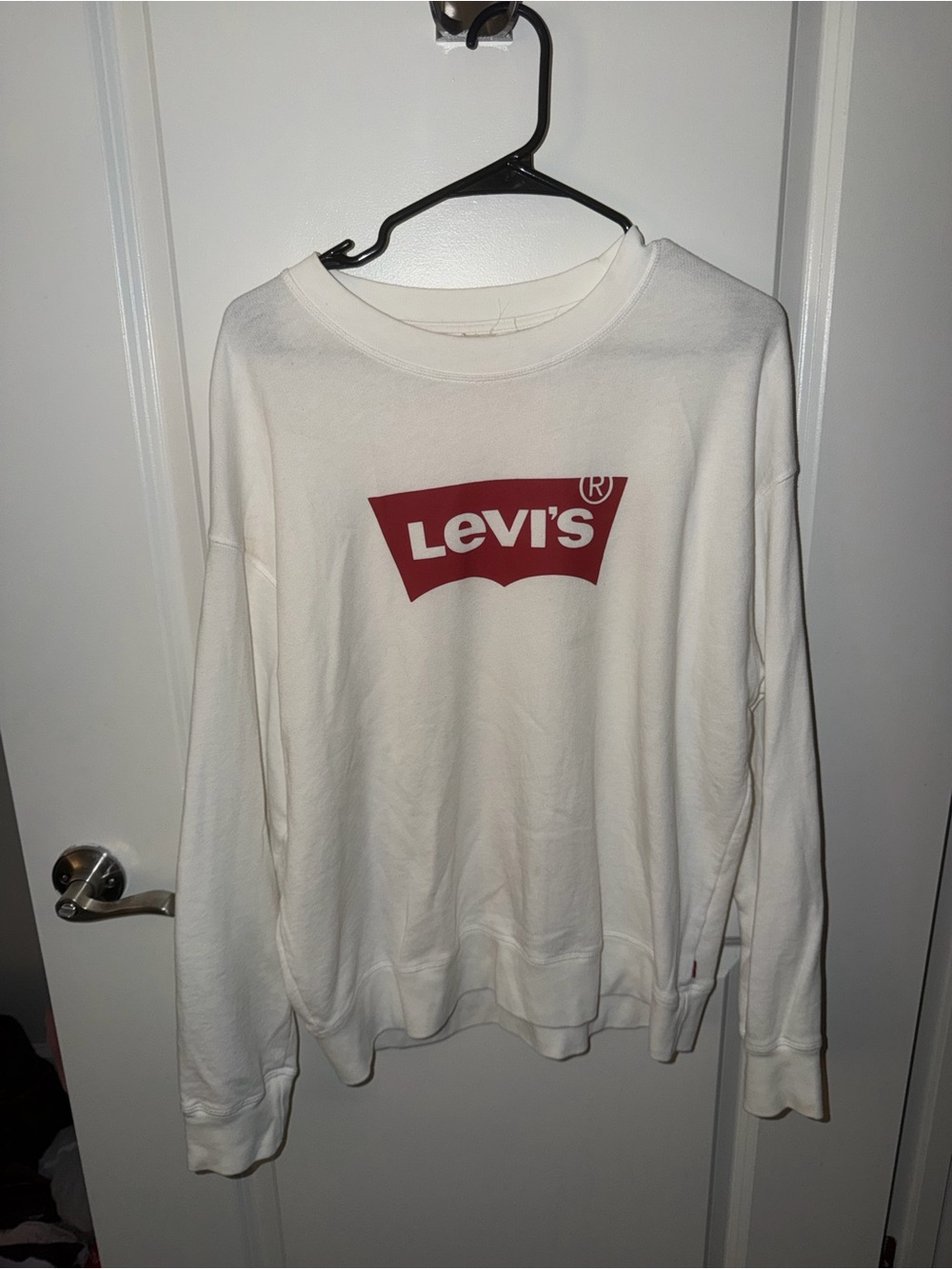 Levi's White Crewneck Sweatshirt with Red Logo